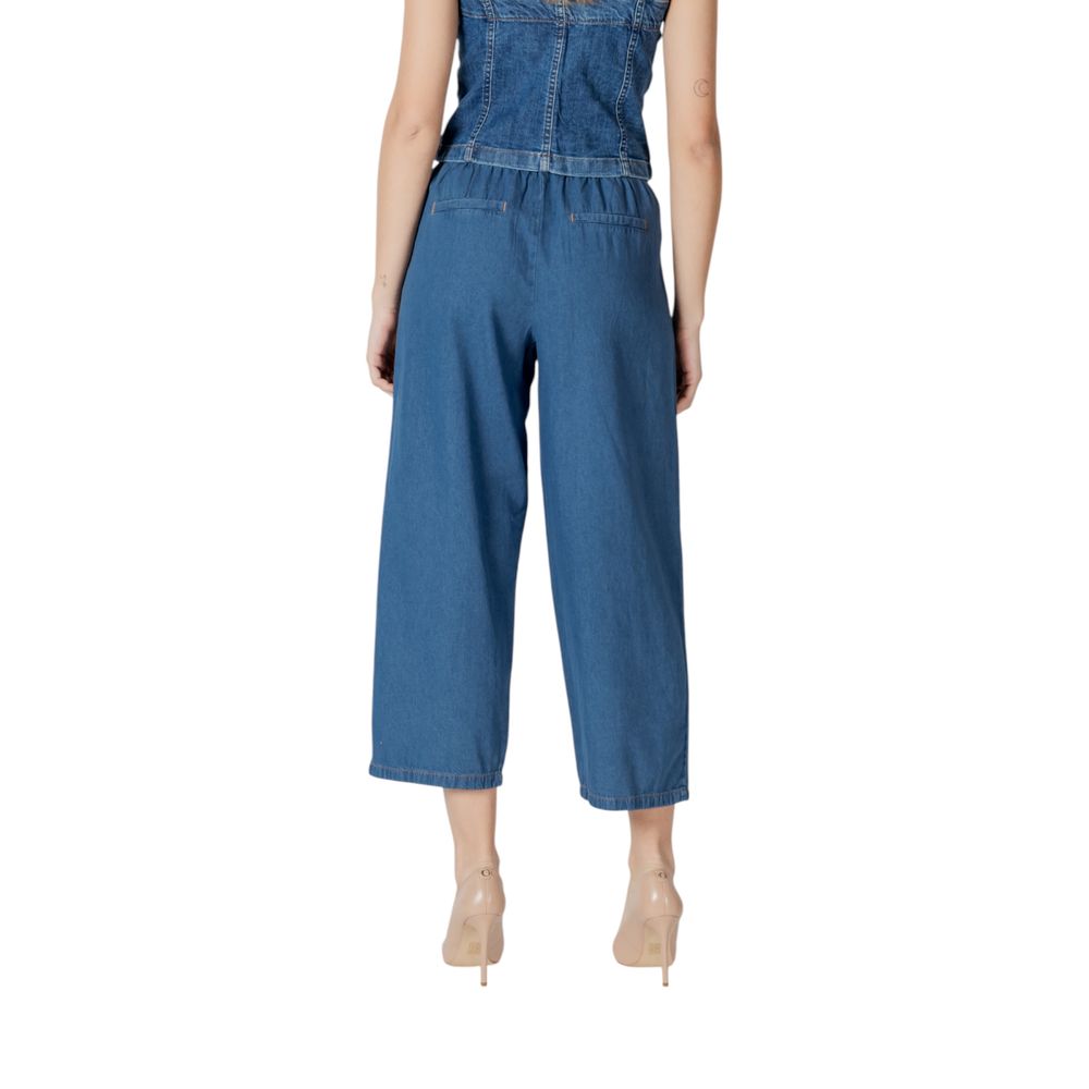 ICHI Blue Cropped Jeans aus Baumwolle