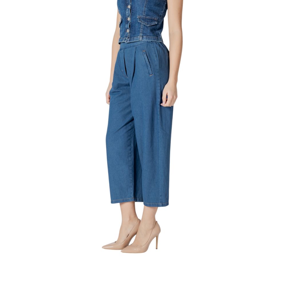 ICHI Blue Cropped Jeans aus Baumwolle