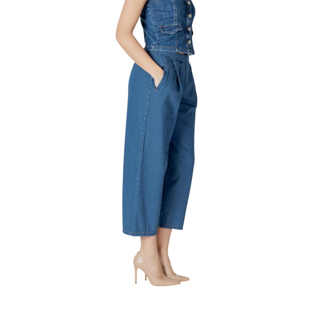 ICHI Blue Cropped Jeans aus Baumwolle