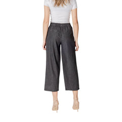 ICHI Zwarte Katoenen Cropped Jeans