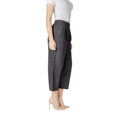 ICHI Zwarte Katoenen Cropped Jeans