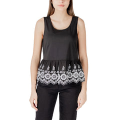 ICHI Black Cotton Tank Tops