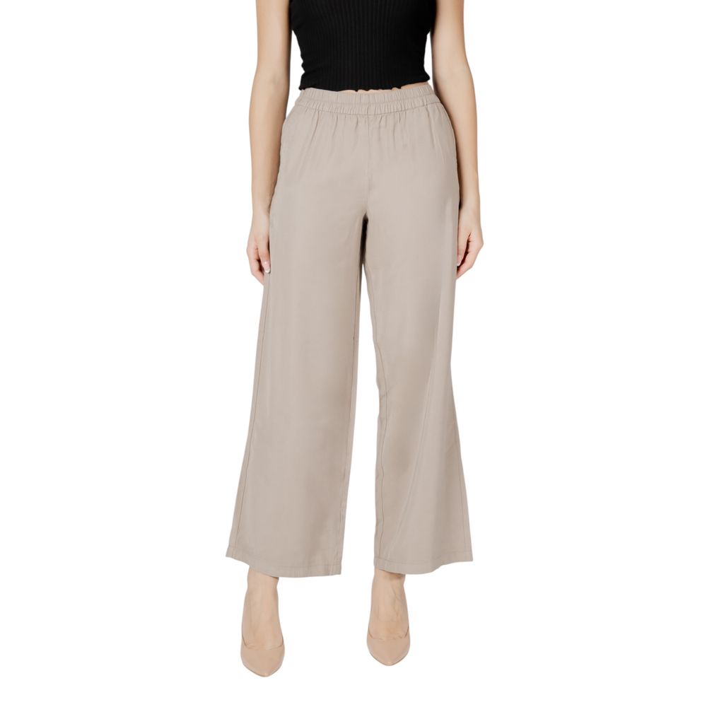 Nur beige Viskose-Freizeithose