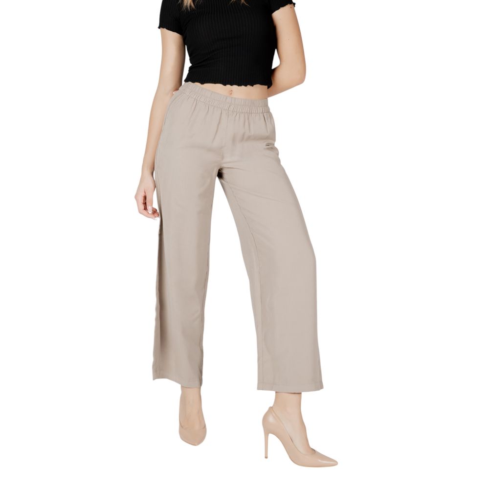 Nur beige Viskose-Freizeithose