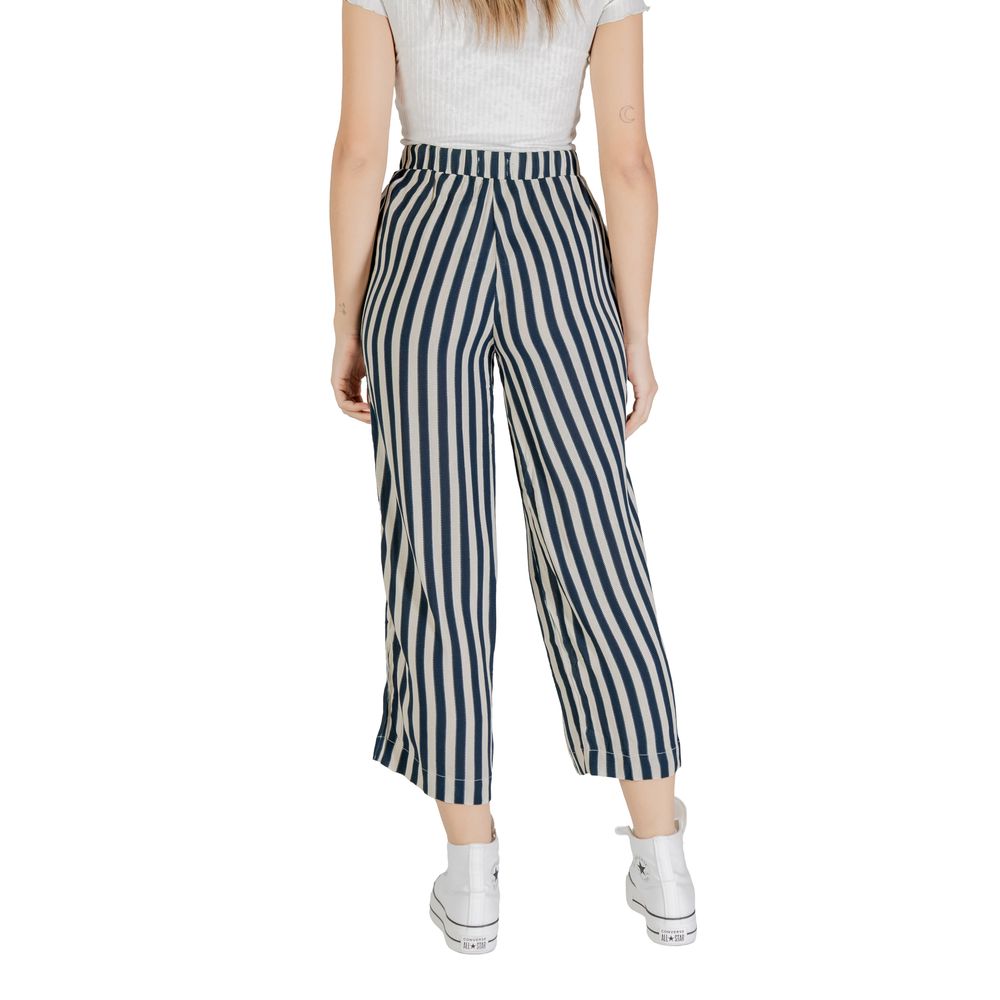 ICHI Blaue Cropped-Hose aus Viskose