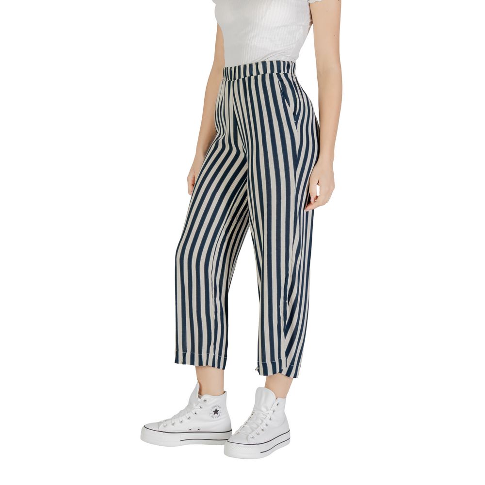 ICHI Blaue Cropped-Hose aus Viskose