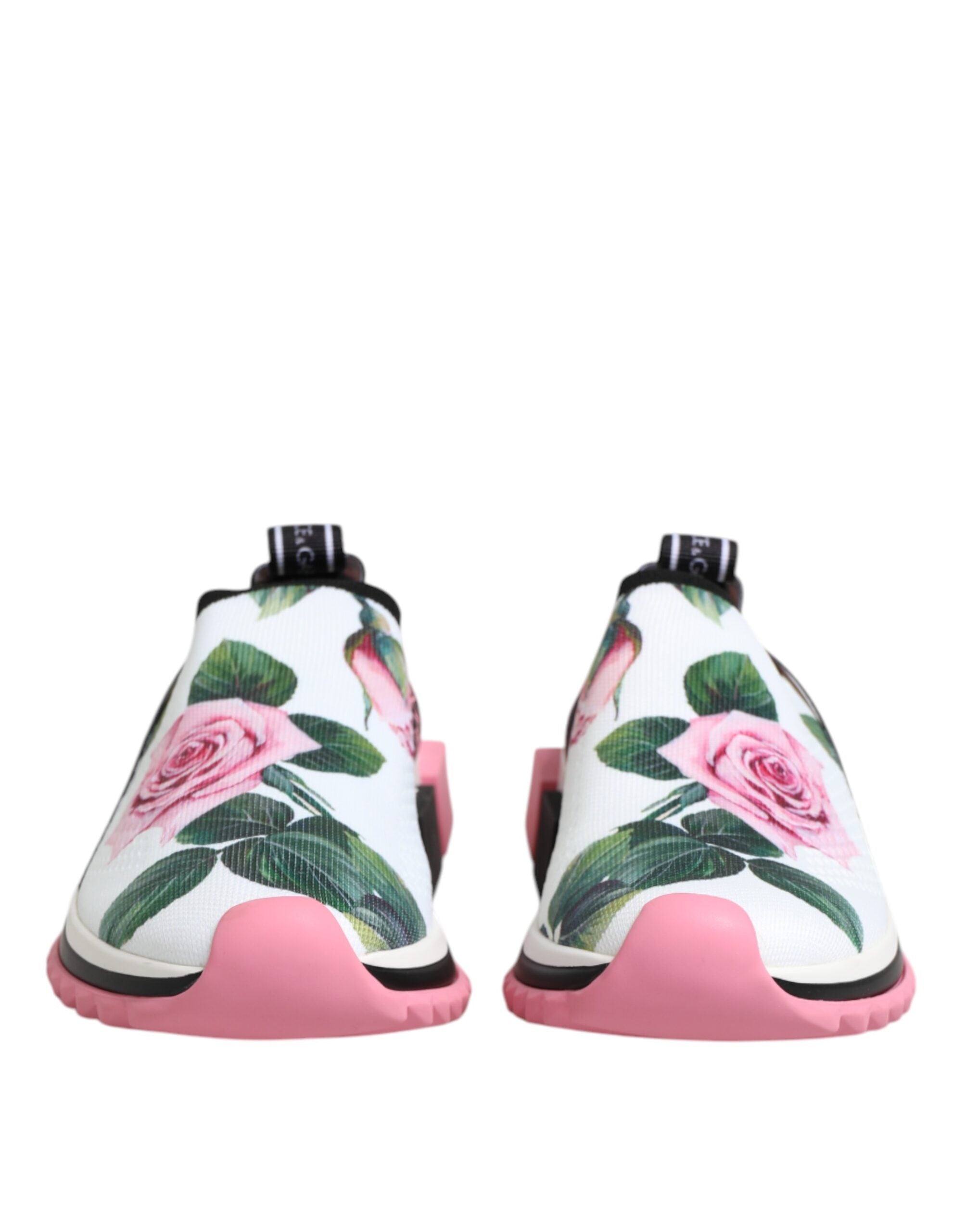 Dolce & Gabbana Weiße Sorrento Sneakers mit Rosen-Print