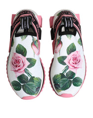 Dolce & Gabbana Weiße Sorrento Sneakers mit Rosen-Print
