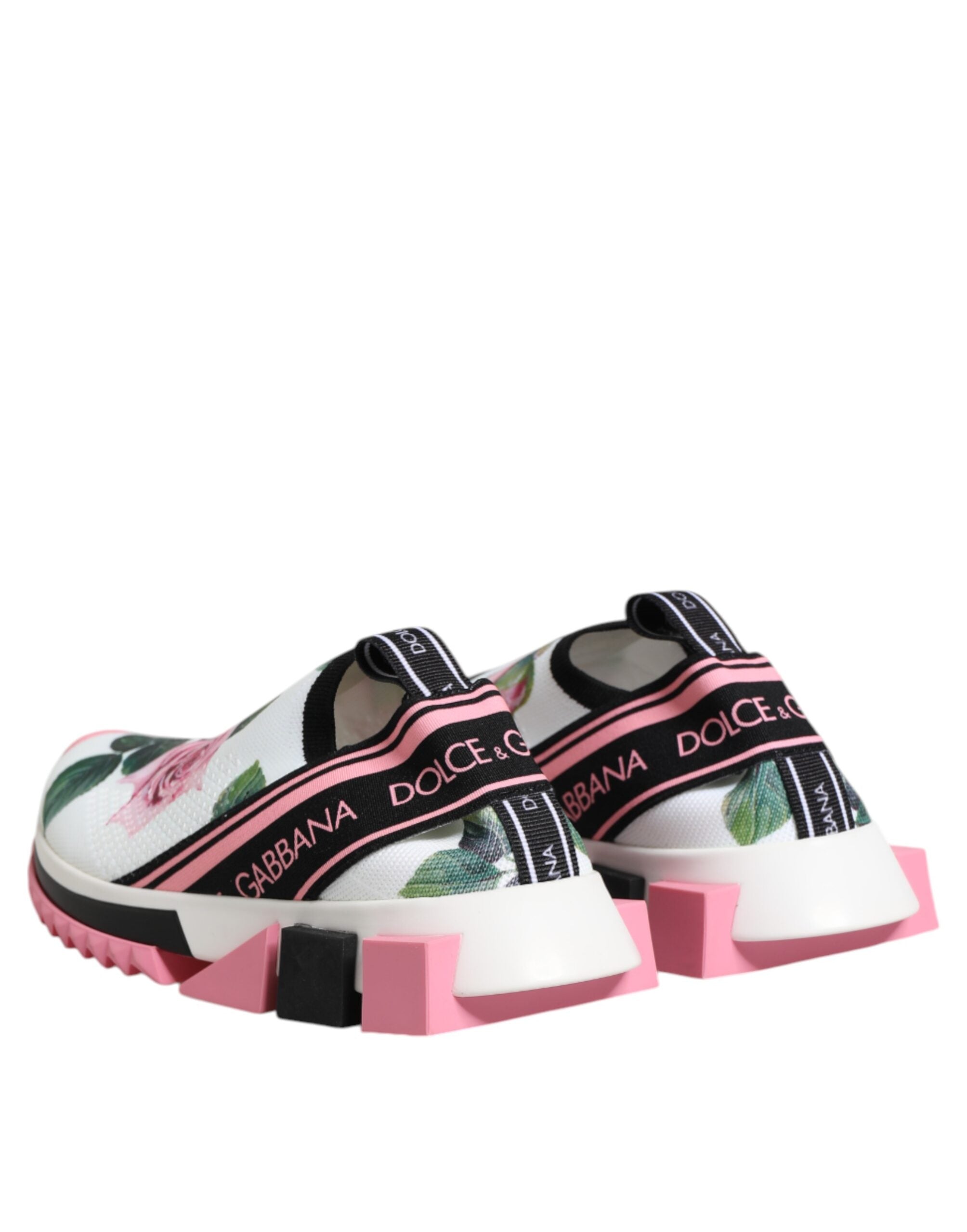 Dolce & Gabbana Weiße Sorrento Sneakers mit Rosen-Print