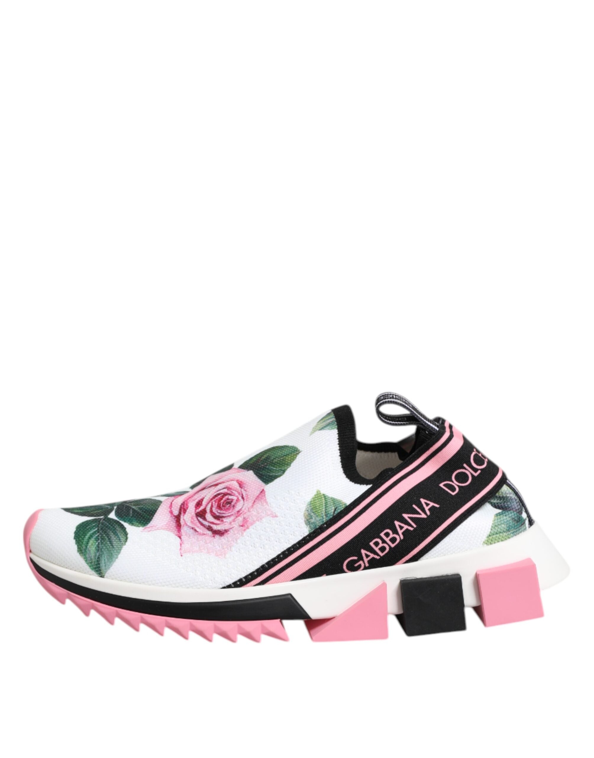 Dolce & Gabbana Weiße Sorrento Sneakers mit Rosen-Print