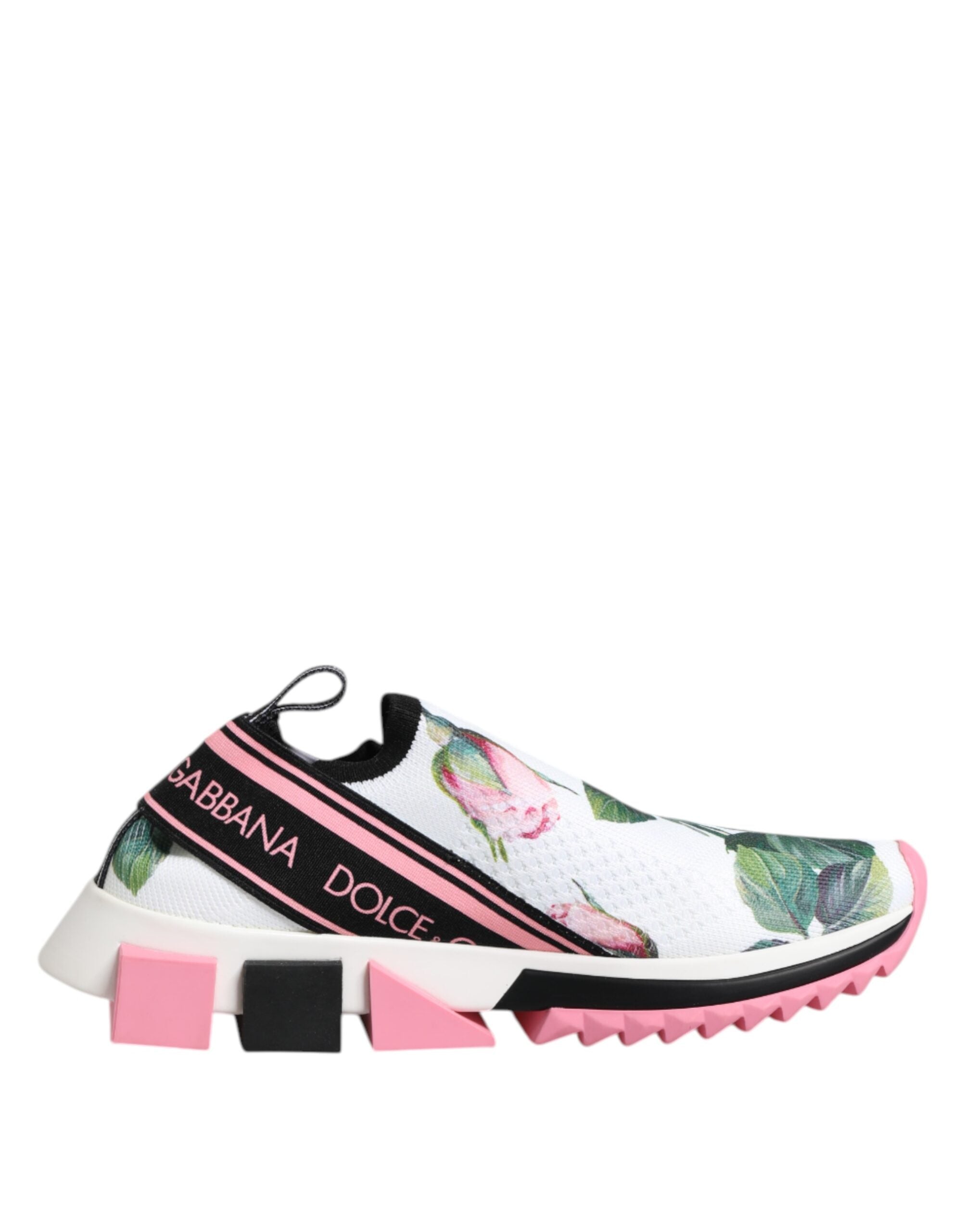 Dolce & Gabbana Weiße Sorrento Sneakers mit Rosen-Print
