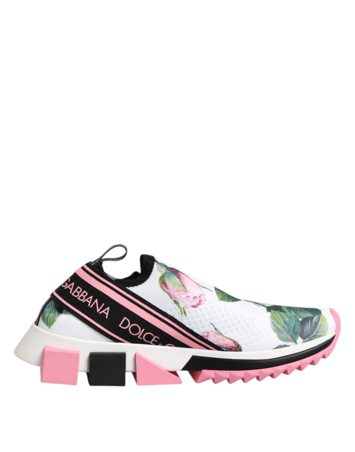 Dolce & Gabbana Weiße Sorrento Sneakers mit Rosen-Print