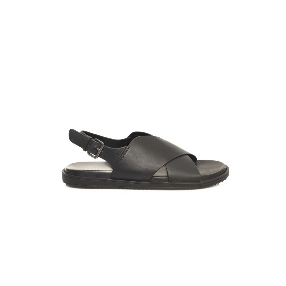 Cerruti 1881 Black Leather Men Sandal
