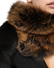 Dolce & Gabbana Brauner Rotfuchs-Pelzkragen Kaschmir-Wärmeschal