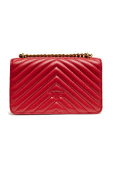 PINKO Red Leather Love One Mini Shoulder Bag