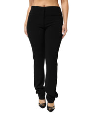Exte Schwarze Hose aus Viskose-Acetat-Mischung mit geradem Bein und hoher Taille