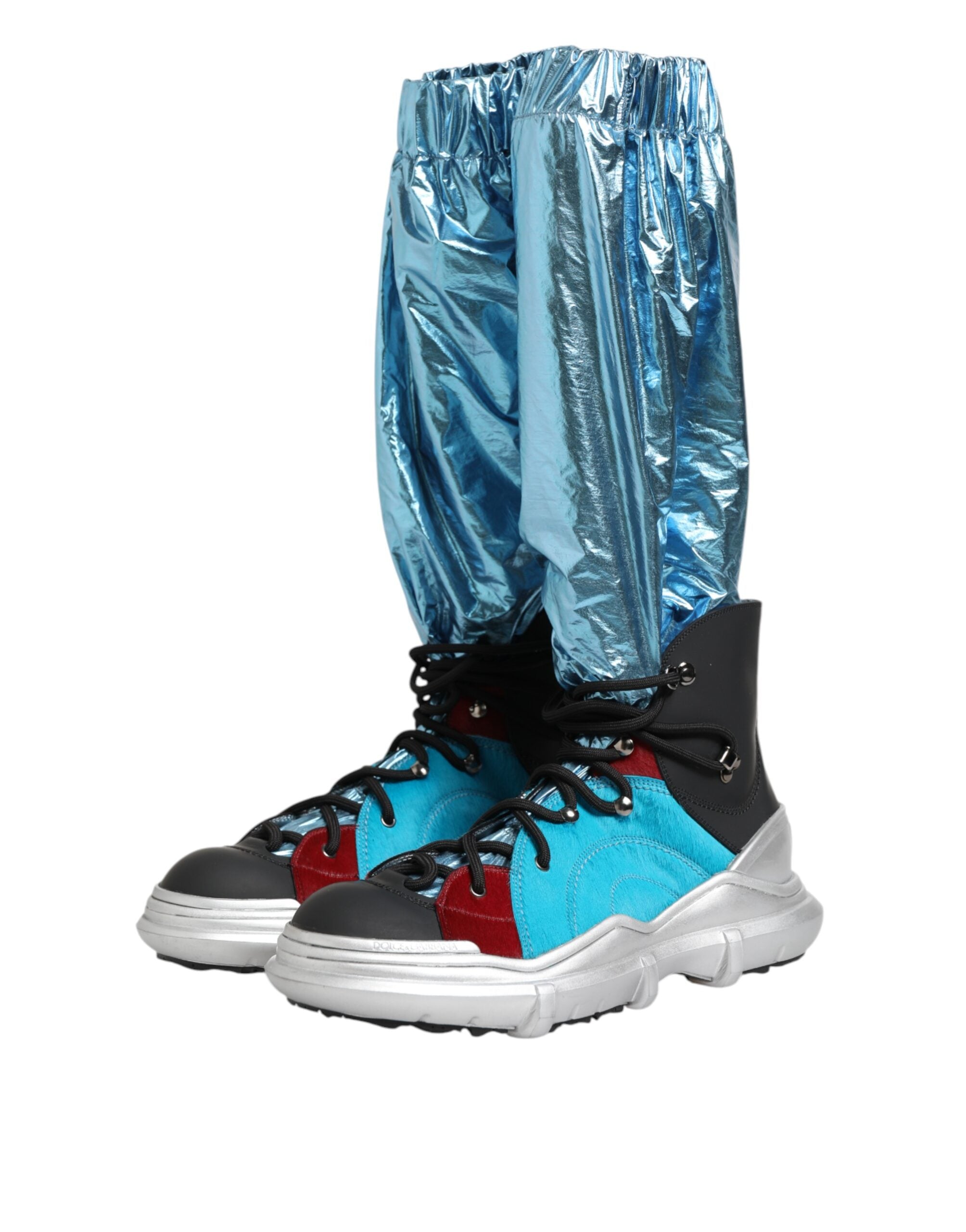 Dolce & Gabbana Blaue Overknee-Socken zum Schnüren Herrenstiefel Schuhe