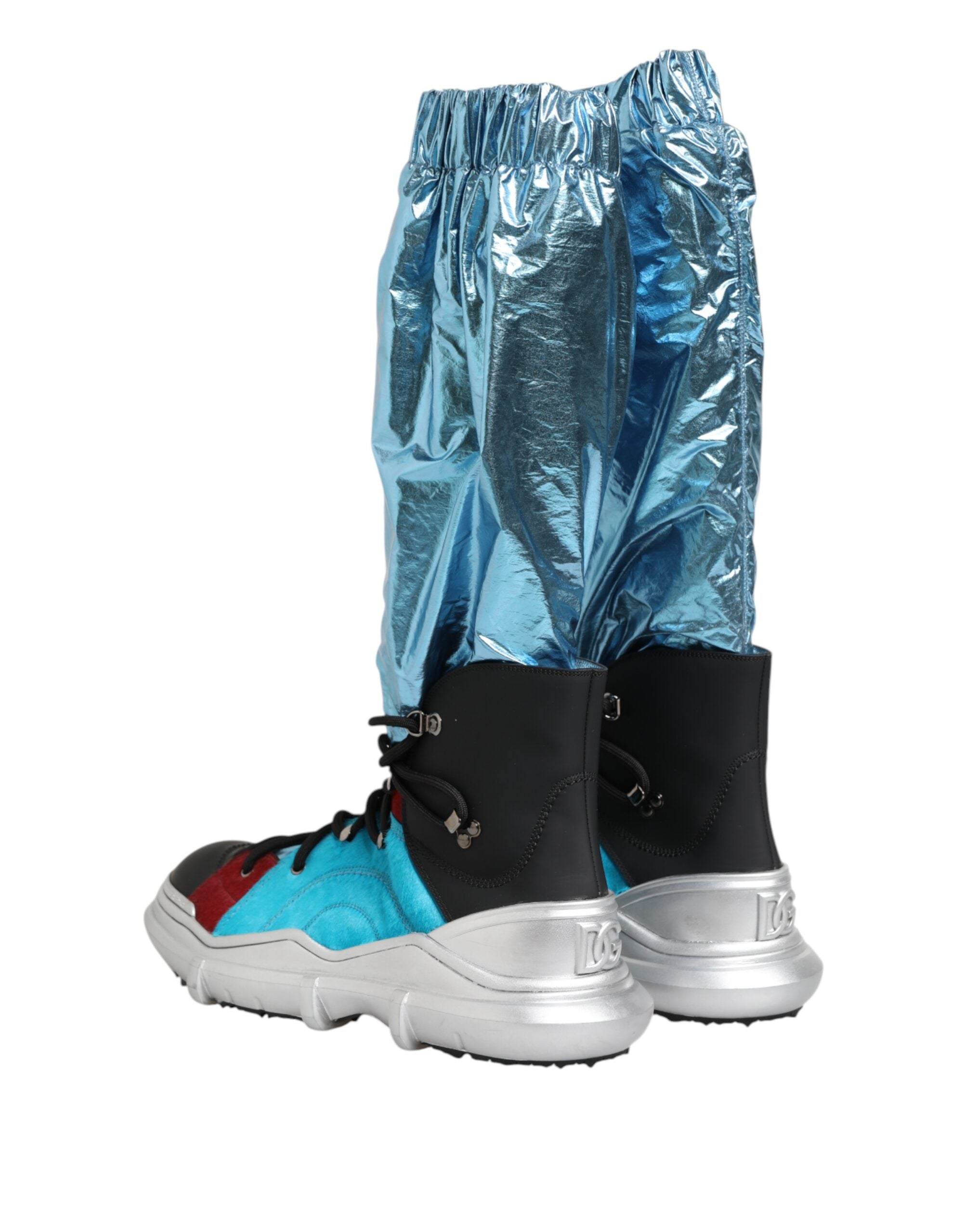 Dolce & Gabbana Blaue Overknee-Socken zum Schnüren Herrenstiefel Schuhe