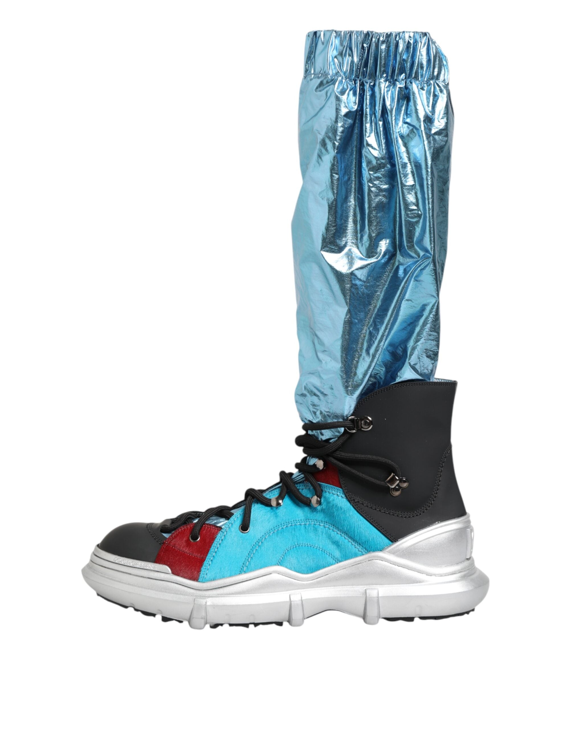 Dolce & Gabbana Blaue Overknee-Socken zum Schnüren Herrenstiefel Schuhe