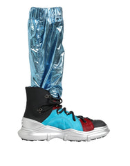 Dolce & Gabbana Blaue Overknee-Socken zum Schnüren Herrenstiefel Schuhe