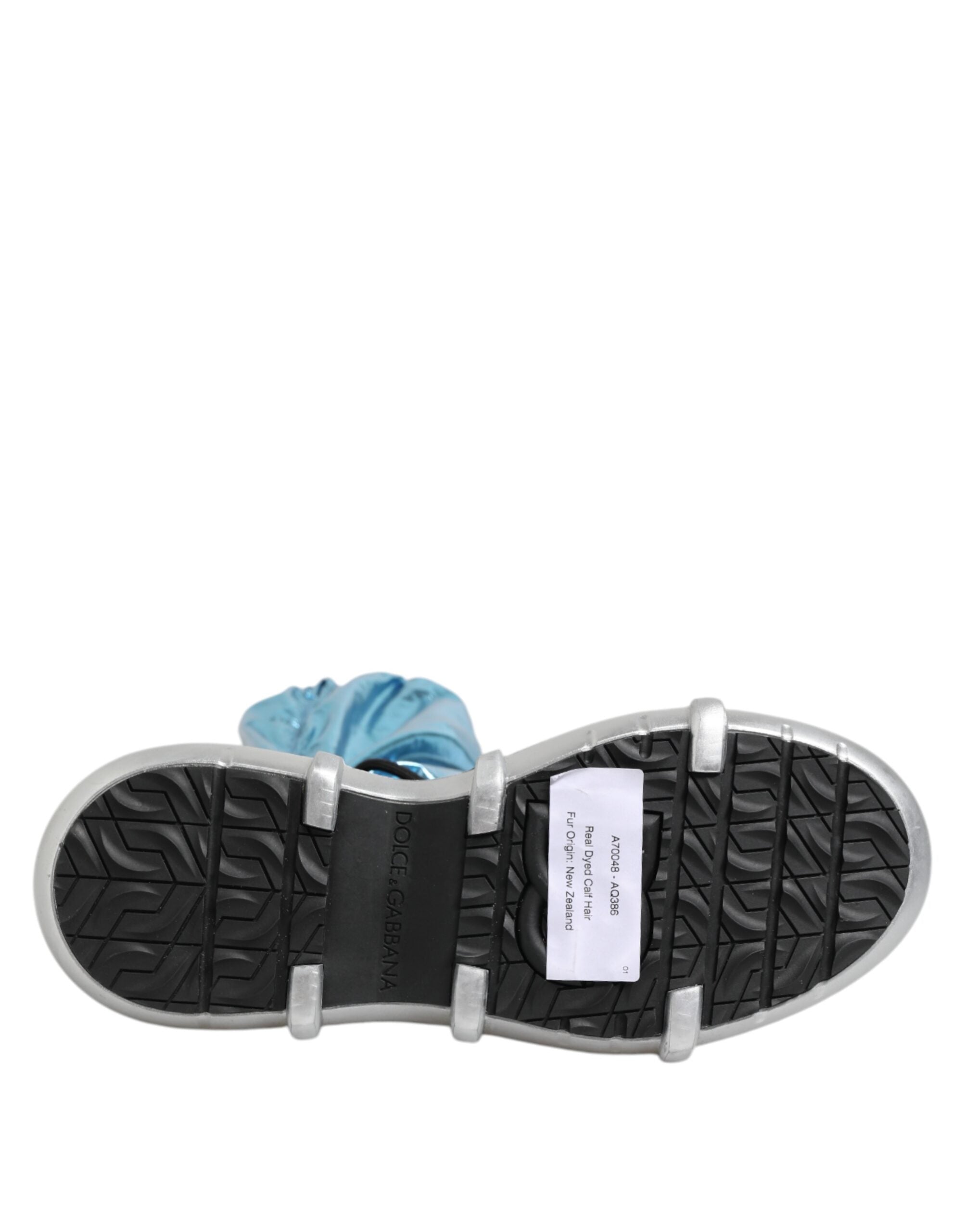 Dolce & Gabbana Blaue Overknee-Socken zum Schnüren Herrenstiefel Schuhe
