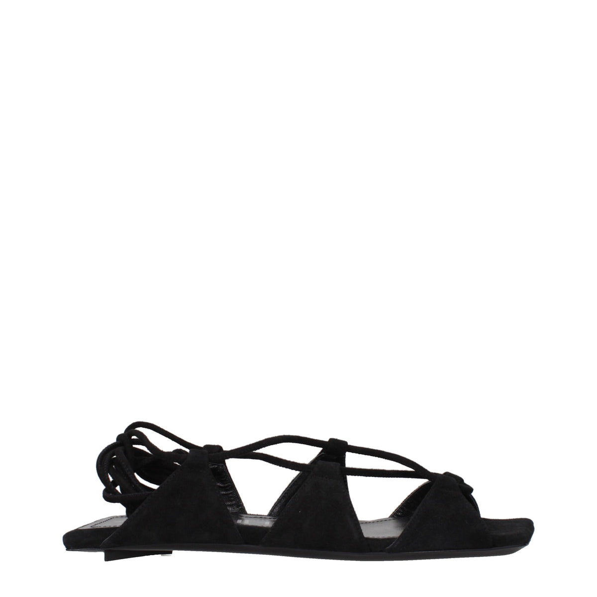 The Attico Schwarze flache Ledersandalen