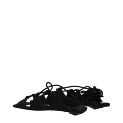 The Attico Schwarze flache Ledersandalen