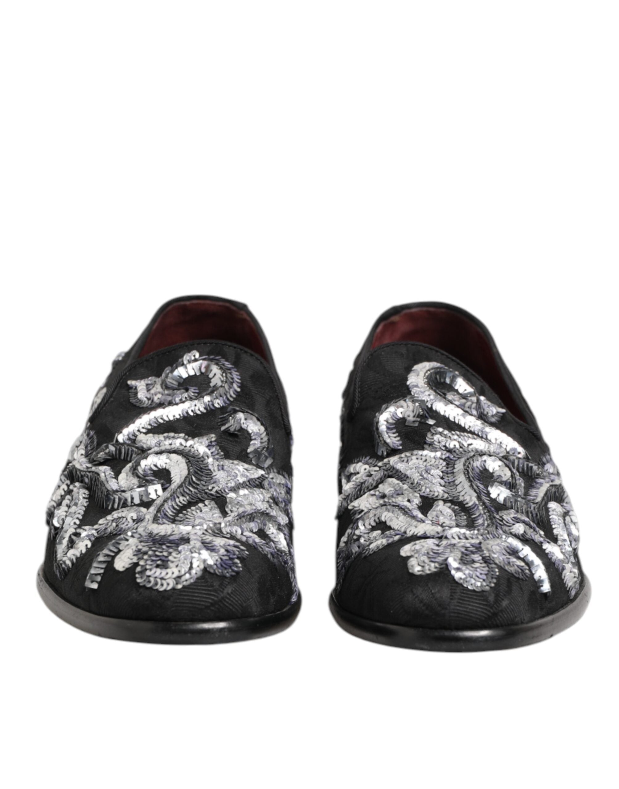 Dolce & Gabbana Schwarze, silberne Pailletten-Slipper Herren Anzugschuhe