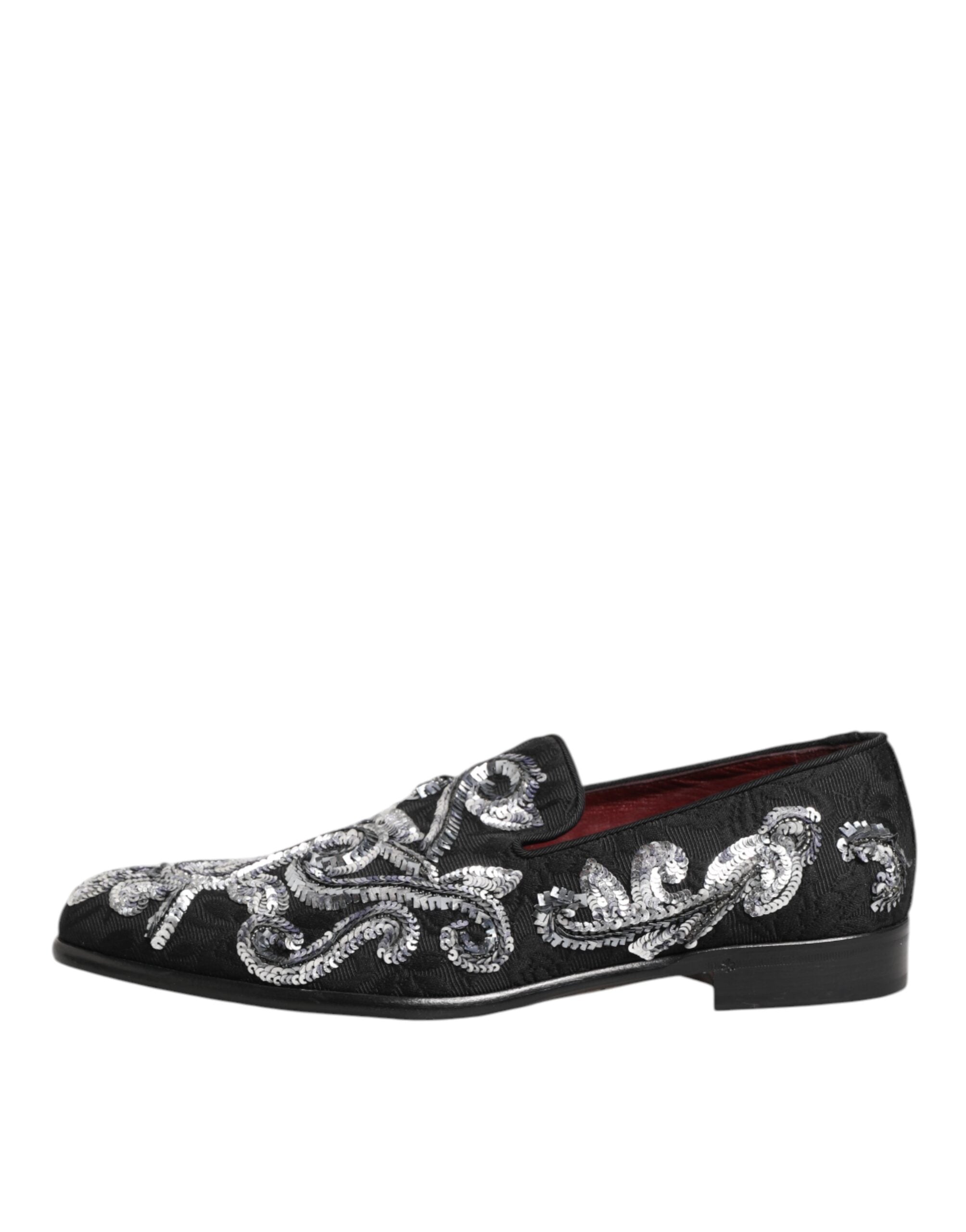Dolce & Gabbana Schwarze, silberne Pailletten-Slipper Herren Anzugschuhe