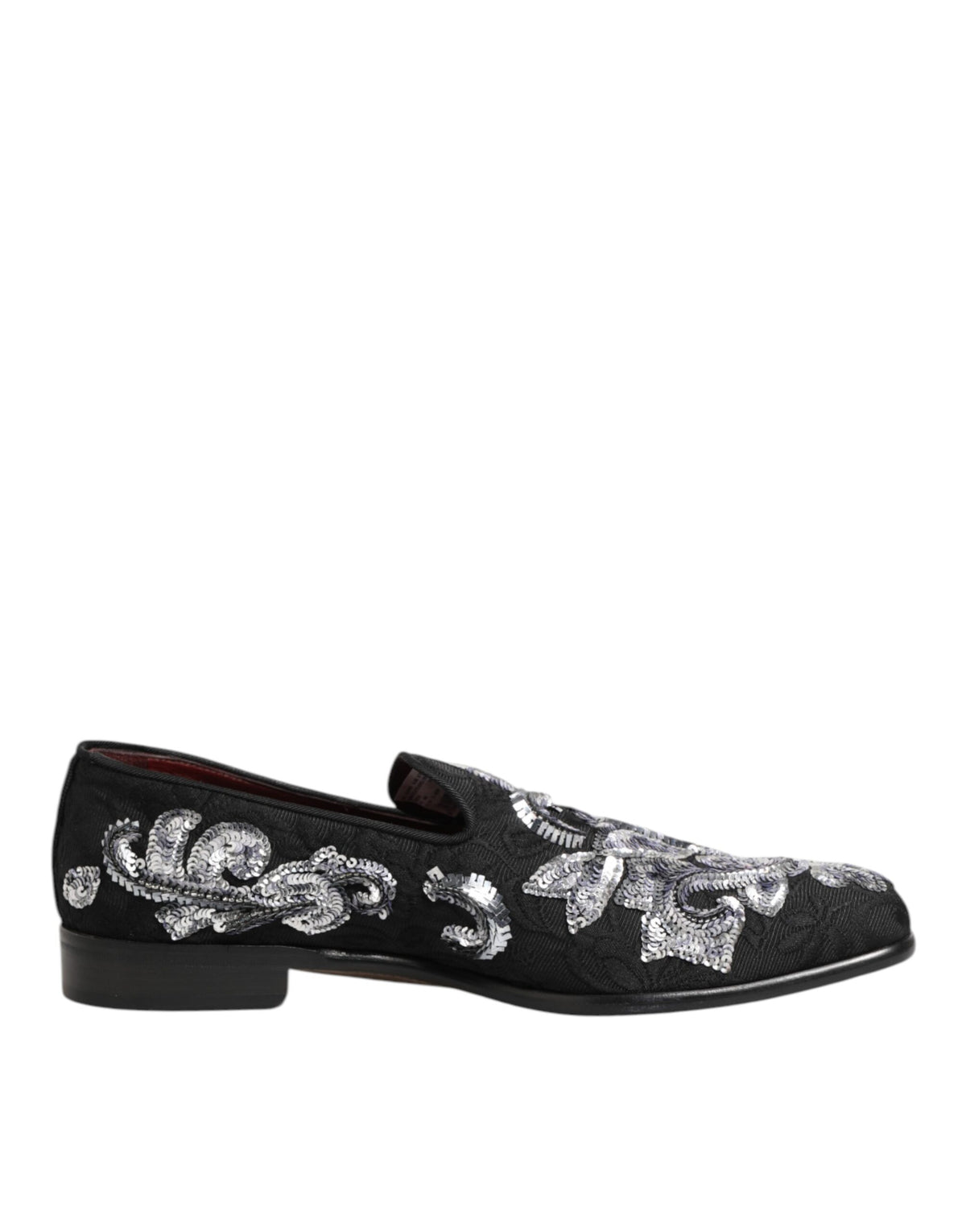 Dolce & Gabbana Schwarze, silberne Pailletten-Slipper Herren Anzugschuhe