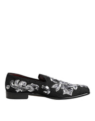 Dolce & Gabbana Schwarze, silberne Pailletten-Slipper Herren Anzugschuhe