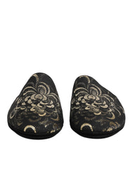 Dolce & Gabbana Schwarze Blumen-Jacquard-Pantoletten Hausschuhe Schuhe