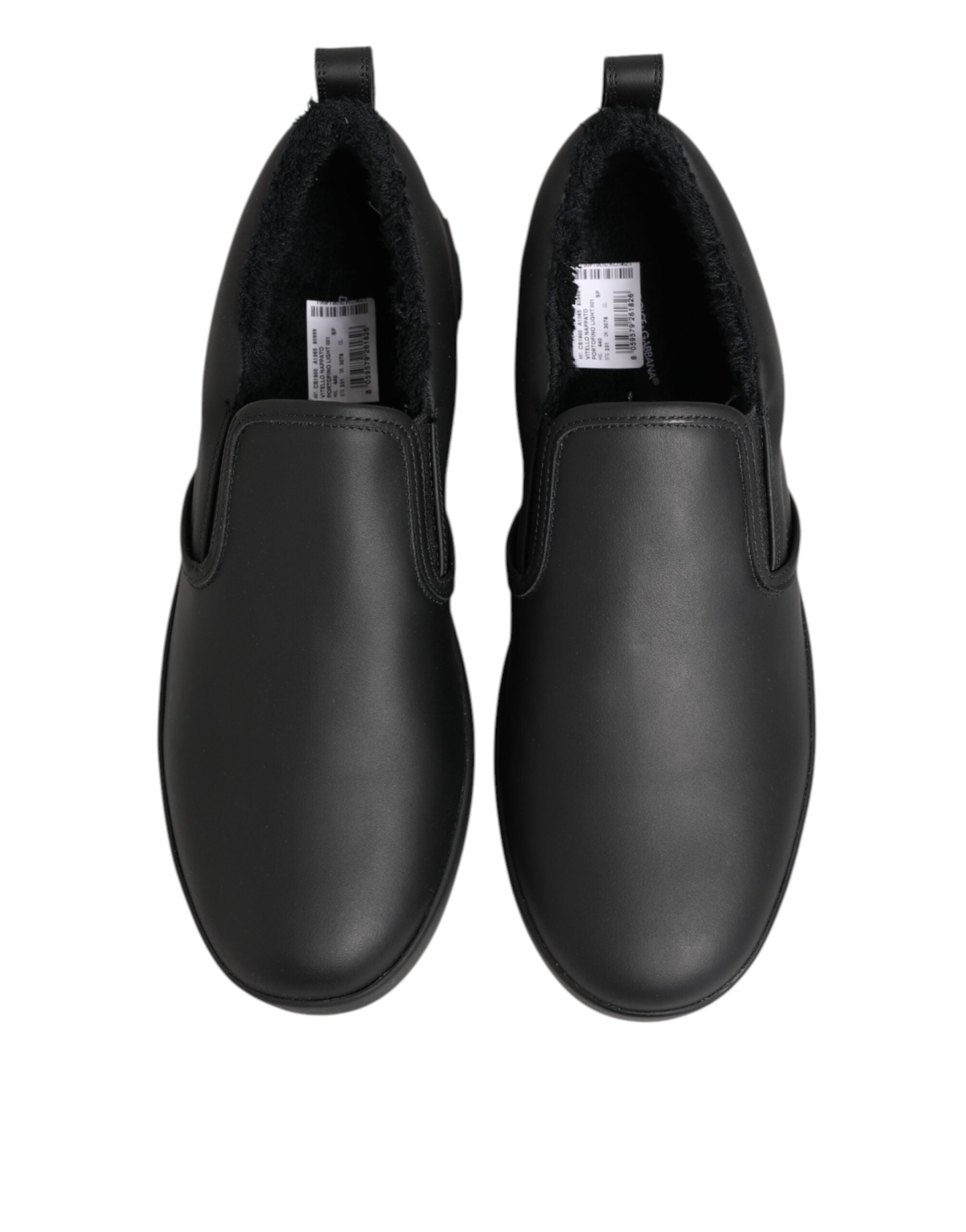 Dolce & Gabbana Schwarze Slip-On-Sneaker aus Leder