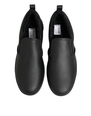 Dolce & Gabbana Schwarze Slip-On-Sneaker aus Leder