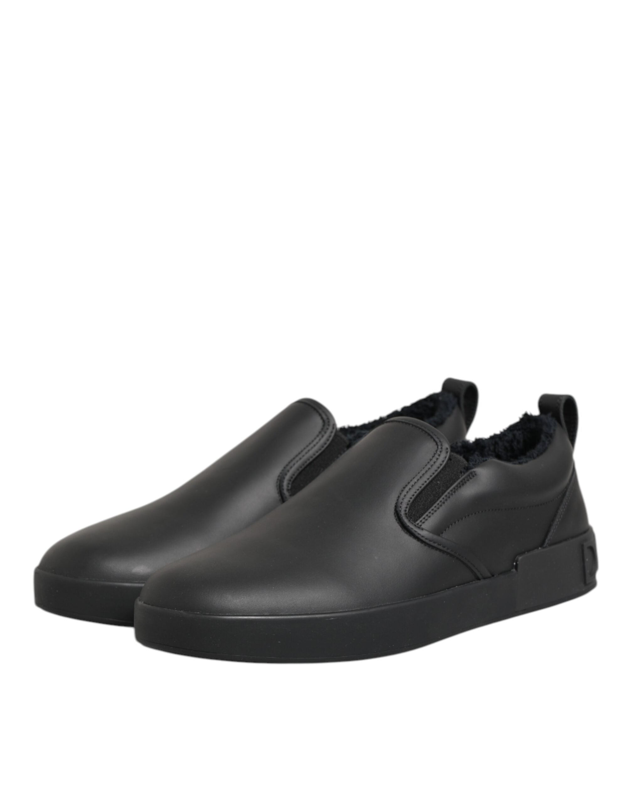 Dolce & Gabbana Schwarze Slip-On-Sneaker aus Leder