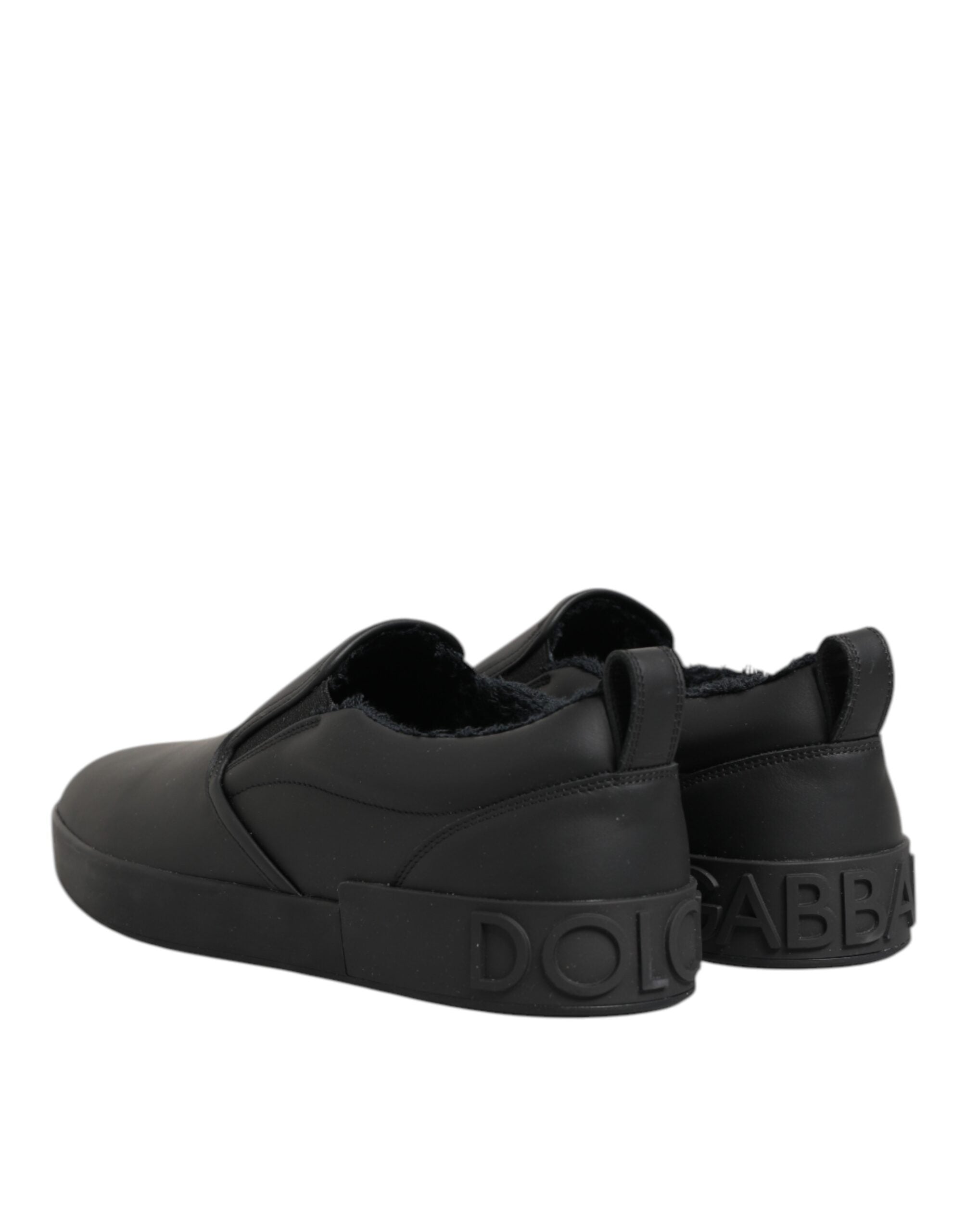 Dolce & Gabbana Schwarze Slip-On-Sneaker aus Leder