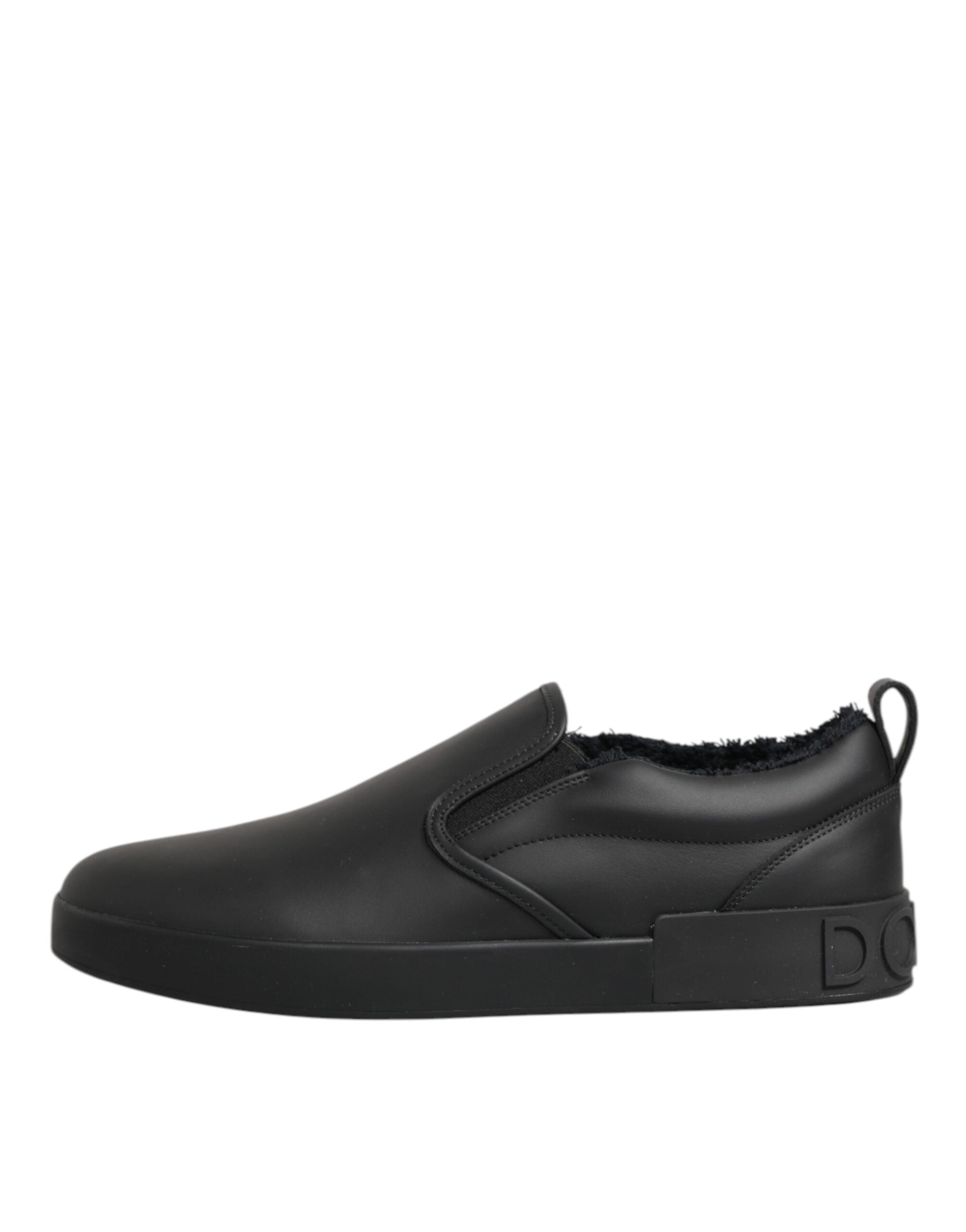 Dolce & Gabbana Schwarze Slip-On-Sneaker aus Leder