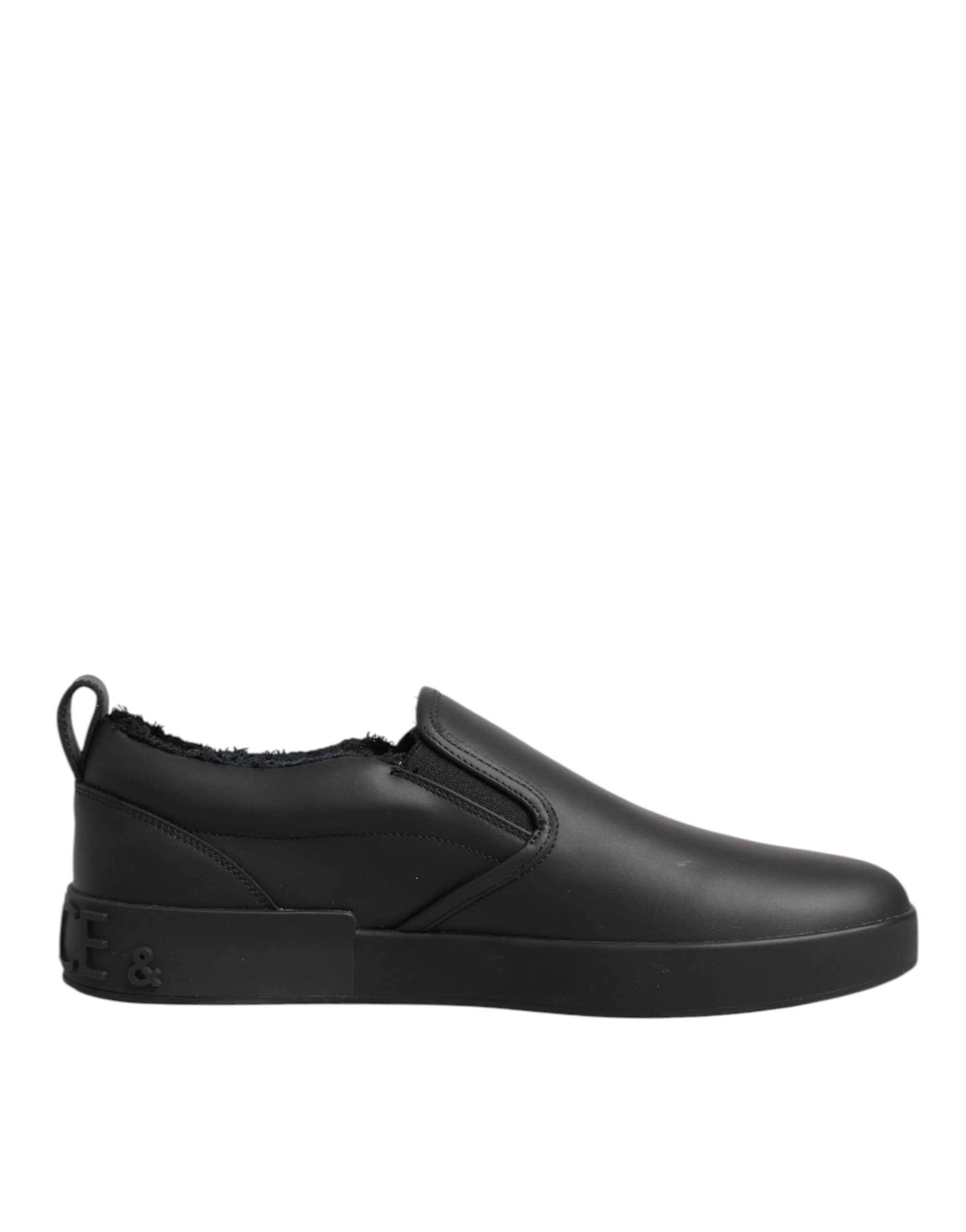 Dolce & Gabbana Schwarze Slip-On-Sneaker aus Leder