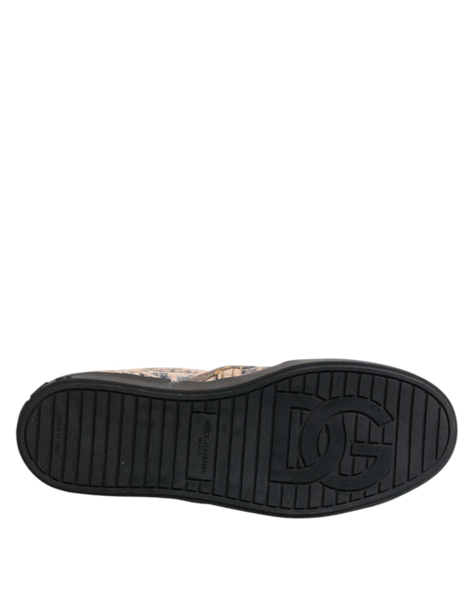 Dolce & Gabbana Beige Baumwolle Low Top Slip On Sneakers Schuhe