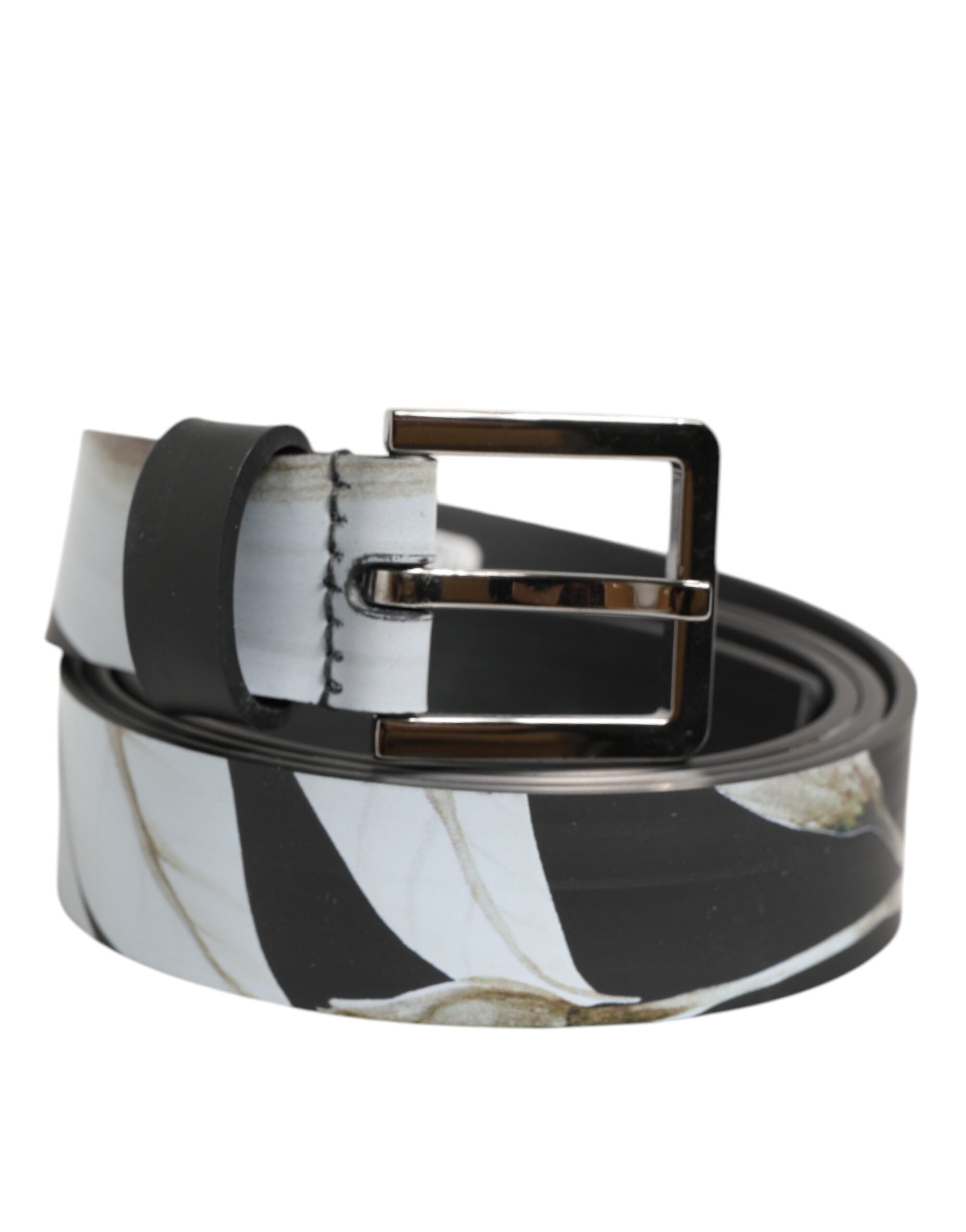 Dolce & Gabbana Mehrfarbiger PVC-Blumen-Herren-Gürtel mit silberner Schnalle