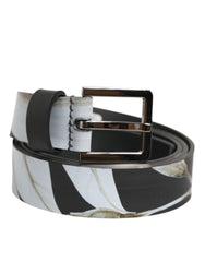 Dolce & Gabbana Mehrfarbiger PVC-Blumen-Herren-Gürtel mit silberner Schnalle