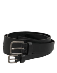 Dolce & Gabbana Schwarzer Herren-Gürtel aus Leder mit doppelter Schnalle