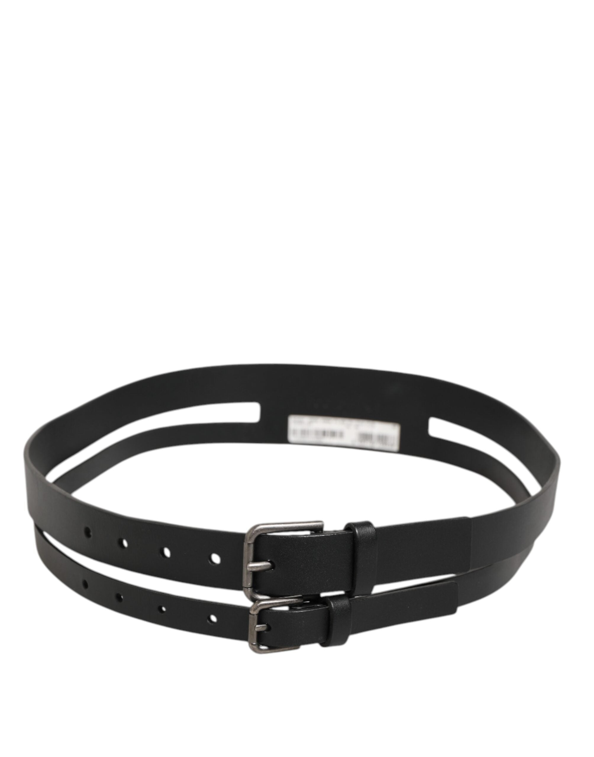 Dolce & Gabbana Schwarzer Herren-Gürtel aus Leder mit doppelter Schnalle