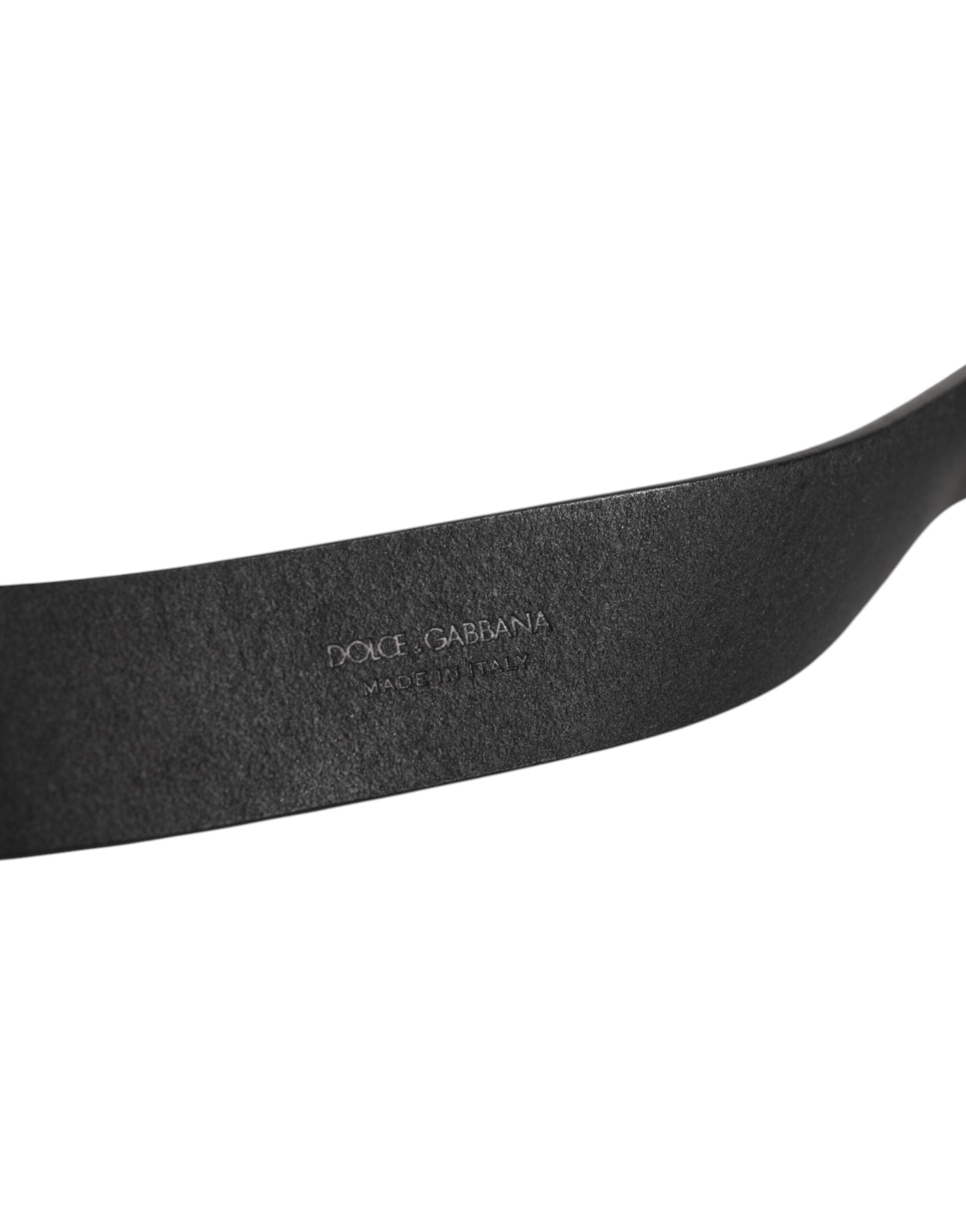 Dolce & Gabbana Schwarzer Ledergürtel mit Metallschnalle, klassischer Herrengürtel