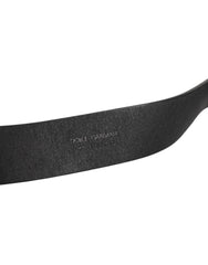 Dolce & Gabbana Schwarzer Ledergürtel mit Metallschnalle, klassischer Herrengürtel