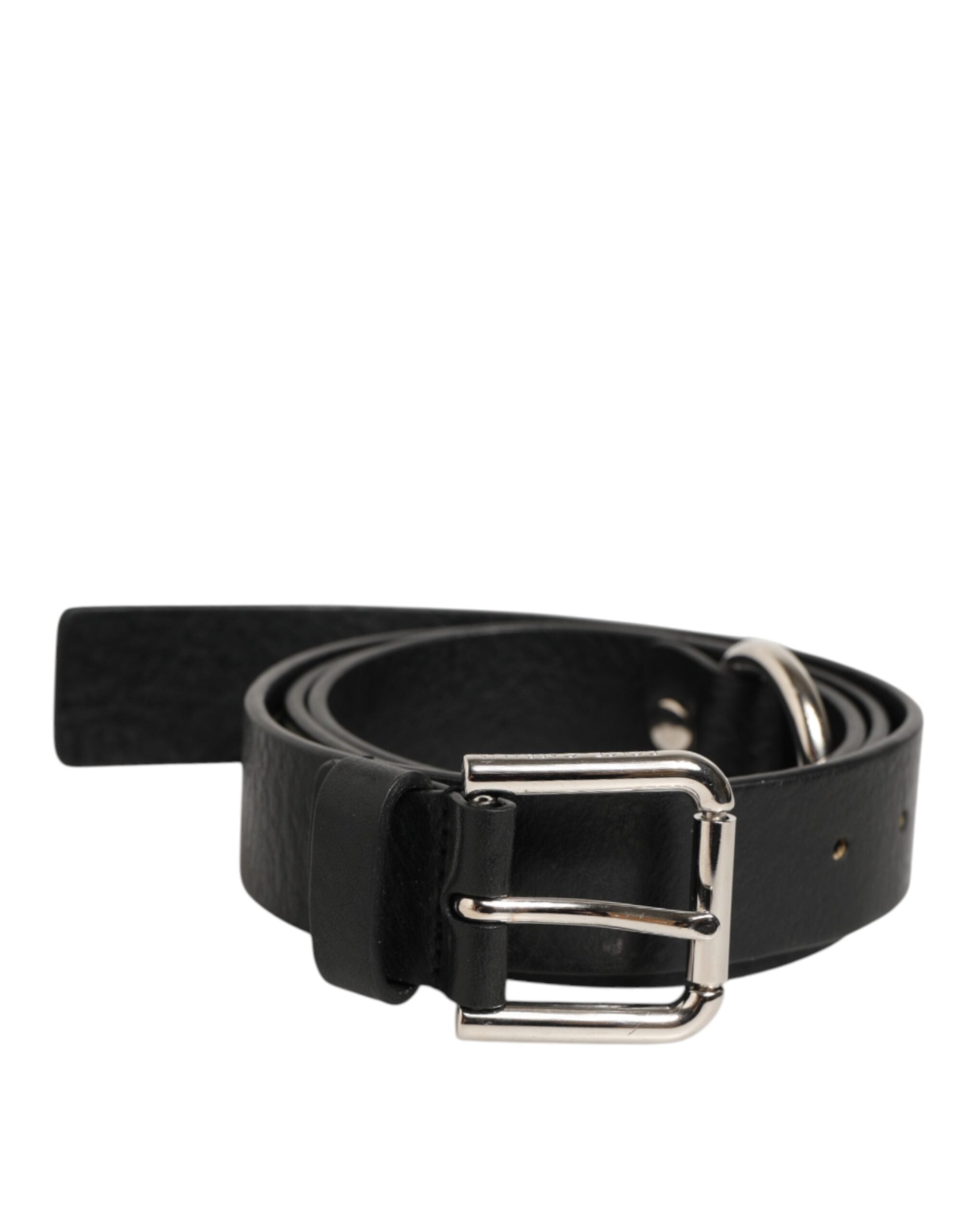 Dolce & Gabbana Schwarzer Ledergürtel mit klassischer Metallschnalle und Logo