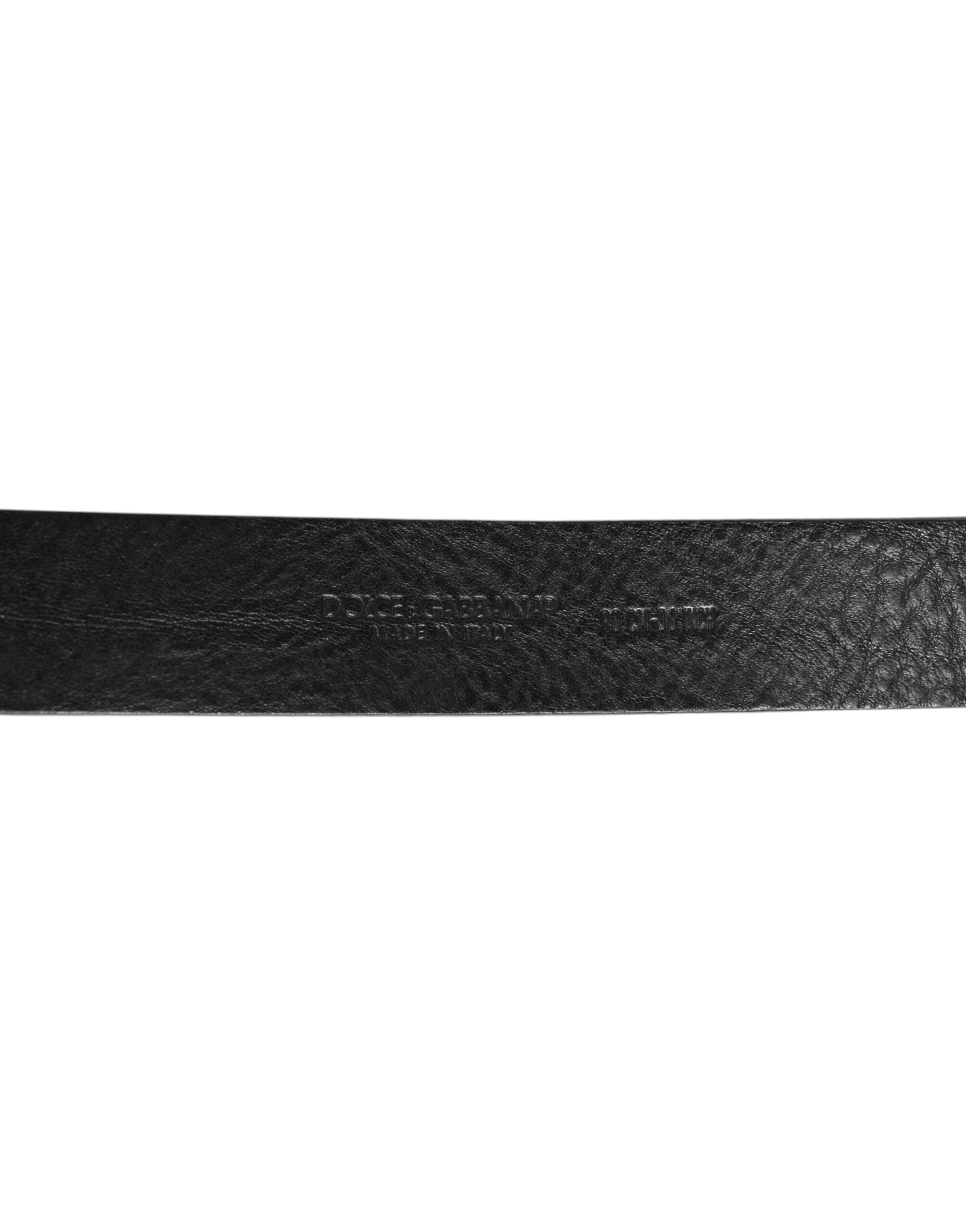 Dolce & Gabbana Schwarzer Ledergürtel mit klassischer Metallschnalle und Logo