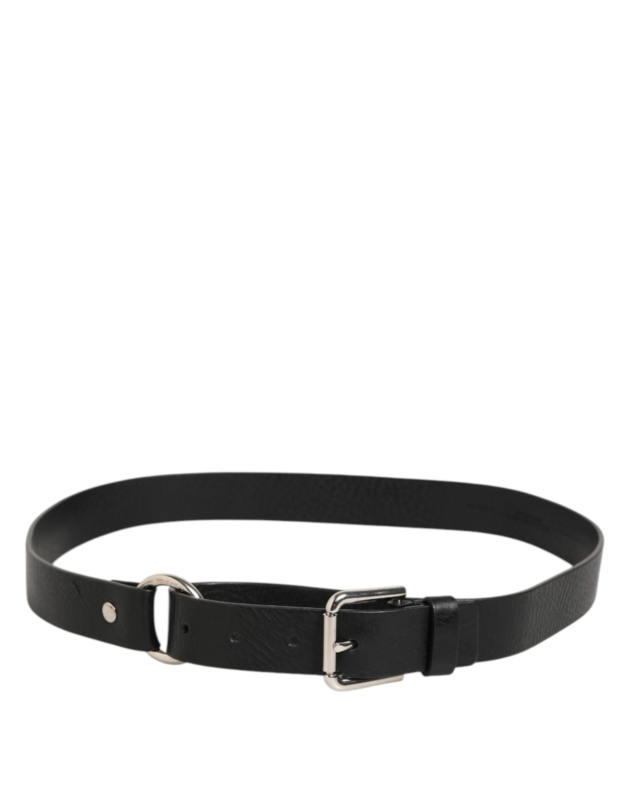 Dolce & Gabbana Schwarzer Ledergürtel mit klassischer Metallschnalle und Logo