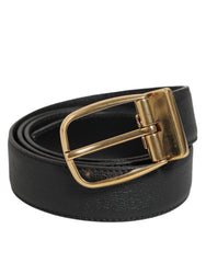 Dolce & Gabbana Schwarzer Ledergürtel mit klassischer Metallschnalle und Logo