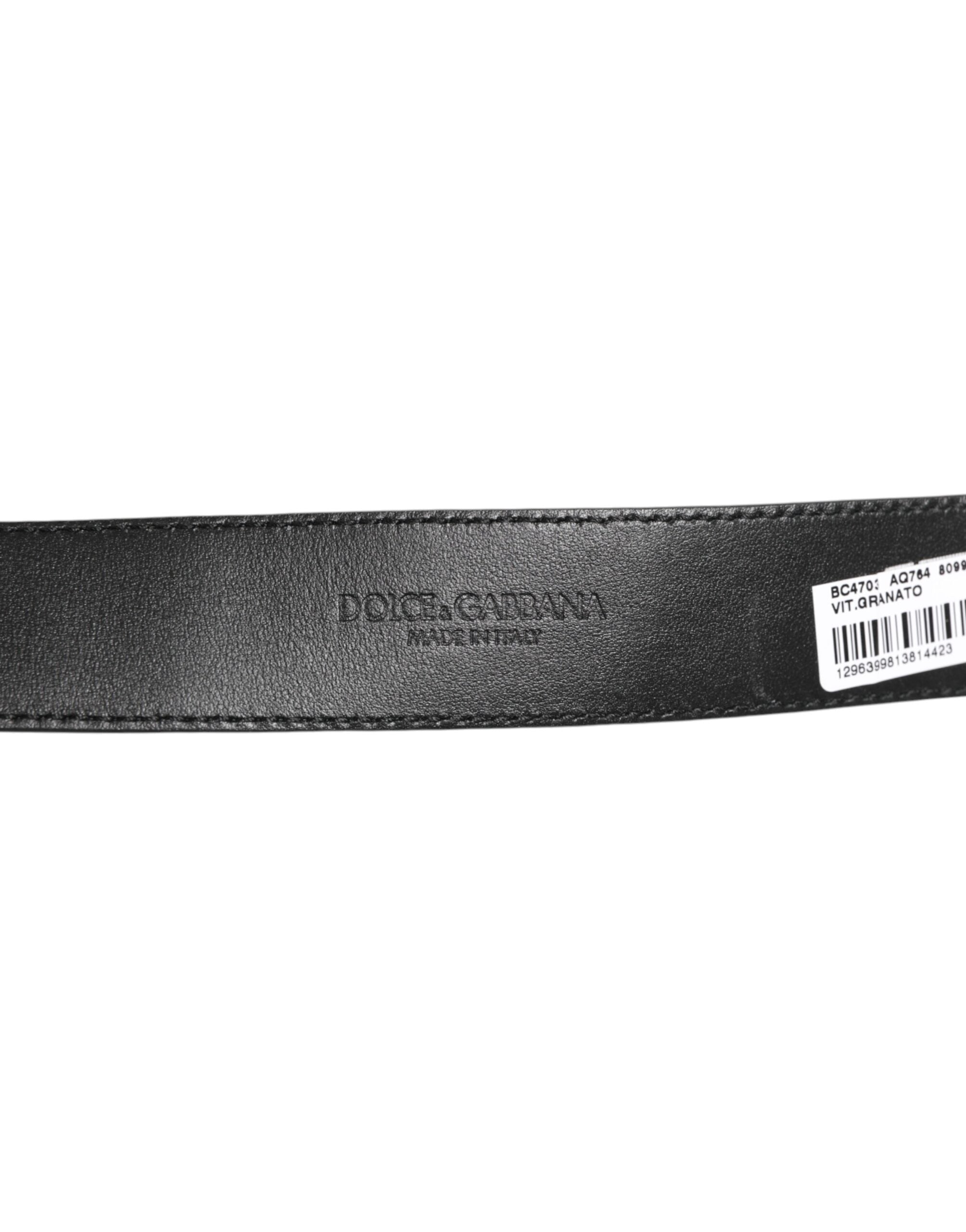 Dolce & Gabbana Schwarzer Ledergürtel mit klassischer Metallschnalle und Logo